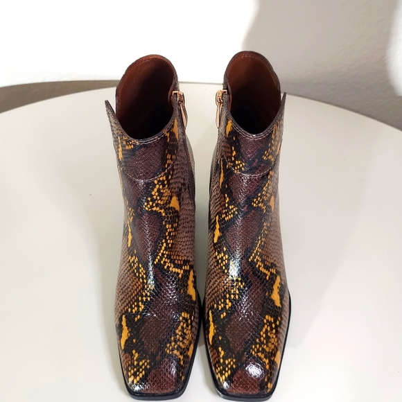 Franco Sarto Leather Snake Patterned Ankle Boots - Picture 4 of 10